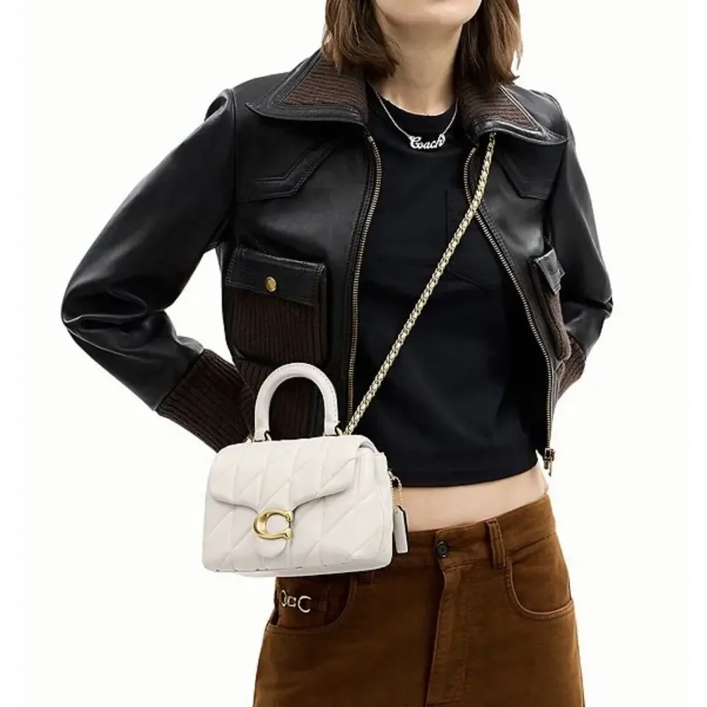 NWT Coach CCC12 Quilted Tabby Top Handle Bag Shoulder Bag Chalk Nappa leather